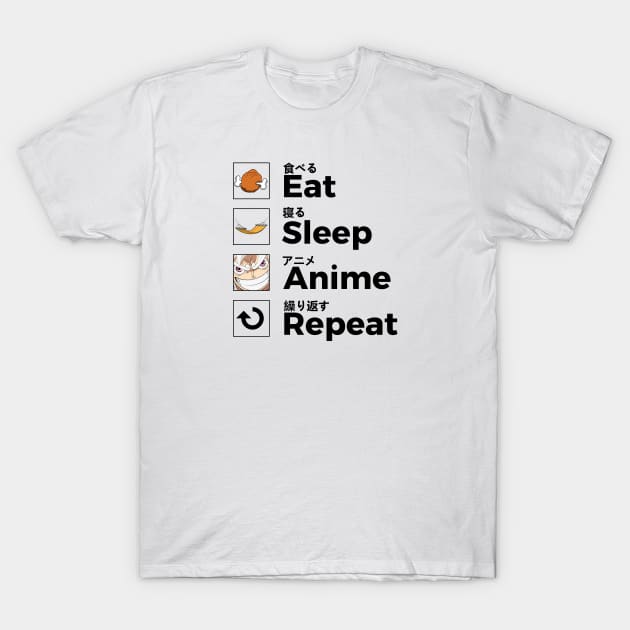 Eat Sleep Anime Repeat T-Shirt by zerooneproject